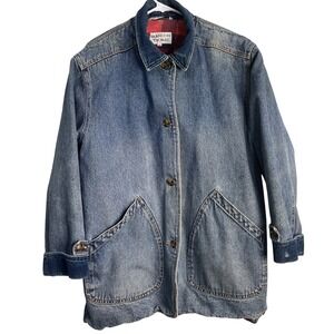 Vintage Brandon Thomas Denim Barn Coat Mens M Blue Flannel Corduroy Chore Work